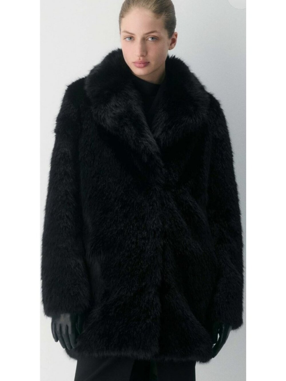 Aritzia Verbier Arctic Faux Fur Coat Jacket Black Womens Size XS Thick Plush